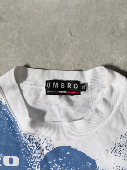 90s Vintage Everton FC Umbro White AOP T Shirt -XL