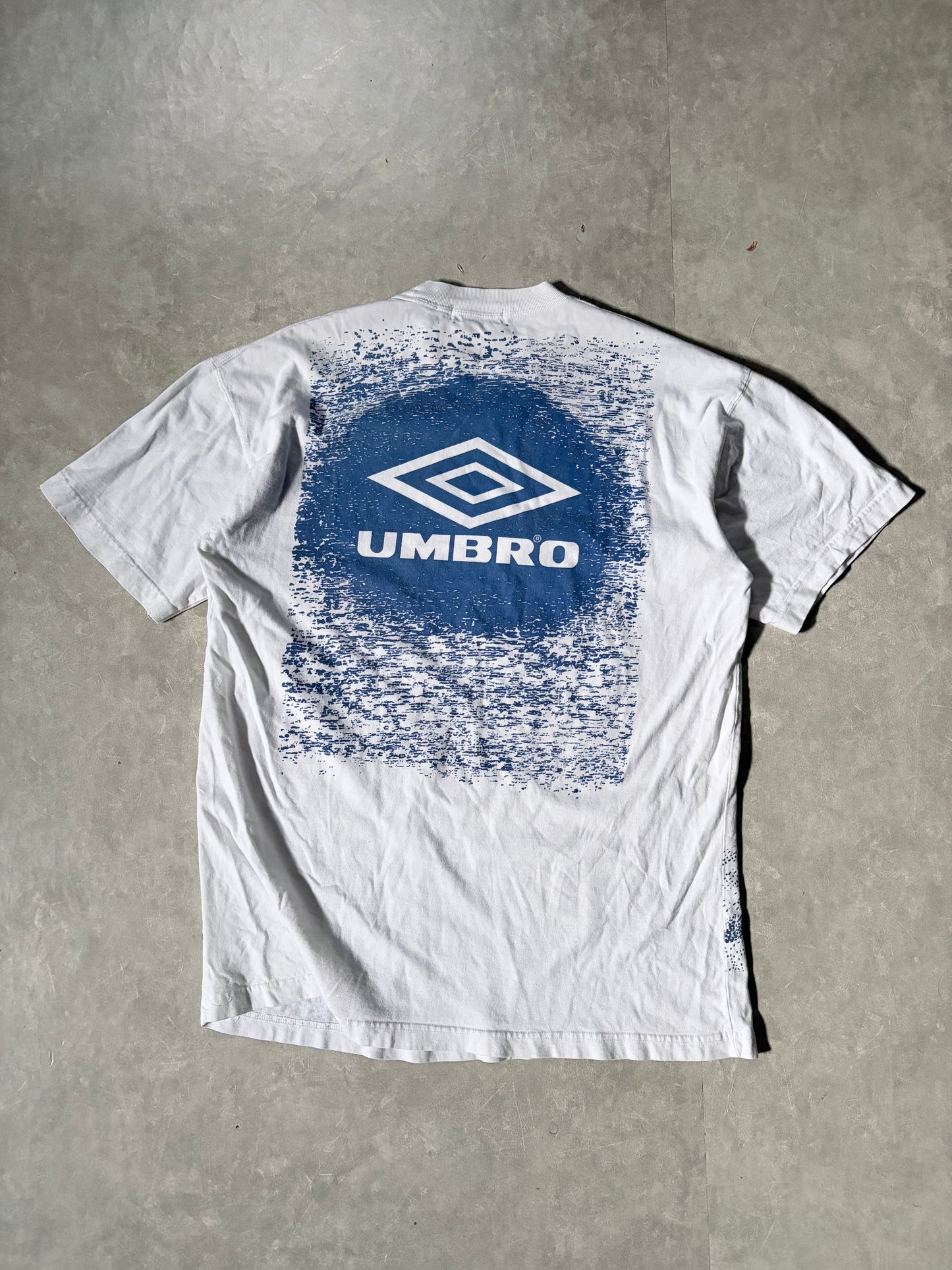 90s Vintage Everton FC Umbro White AOP T Shirt -XL