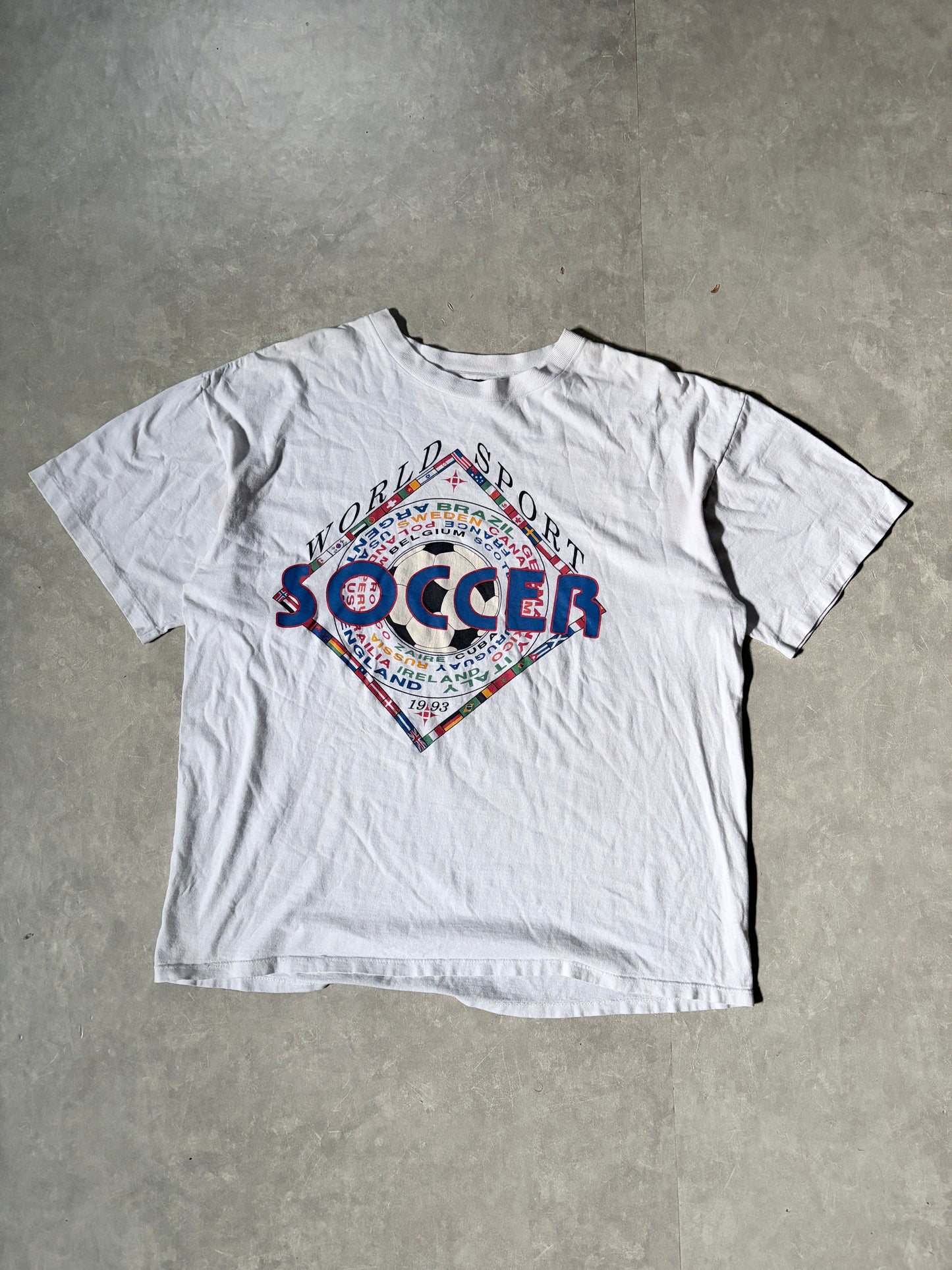 90s Vintage International Soccer American Eagle White T Shirt -XL