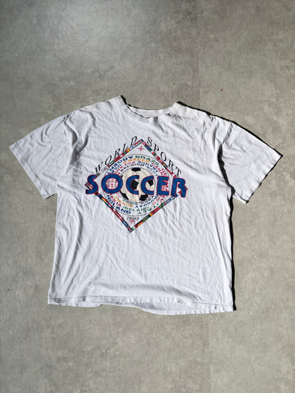 90s Vintage International Soccer American Eagle White T Shirt -XL