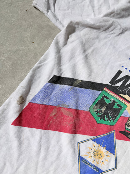 1994 Vintage FIFA World Cup Dallas Distressed Big Print White T Shirt -L