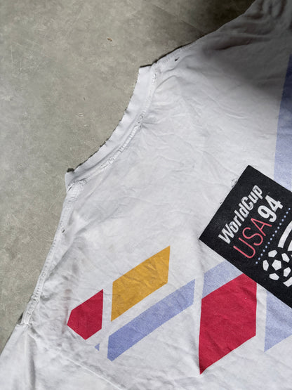 1994 Vintage FIFA World Cup Dallas Distressed Big Print White T Shirt -L