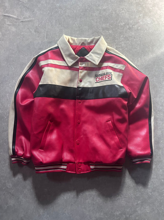 90s Vintage Kansas City Chiefs Red Leather Jacket Size M - M | Martin City Vintage