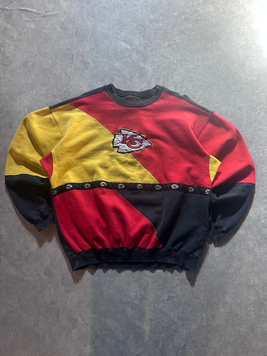 90s Vintage Kansas City Chiefs Color Block Red/Yellow/Black Crewneck Size L - L | Martin City Vintage