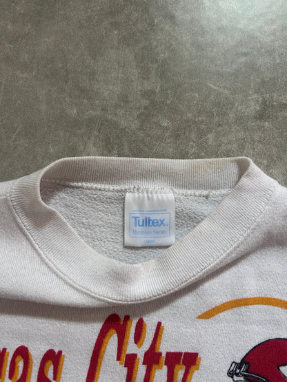 90s Vintage Kansas City Chiefs Surf Wrap Around White Crewneck Size L - L | Martin City Vintage