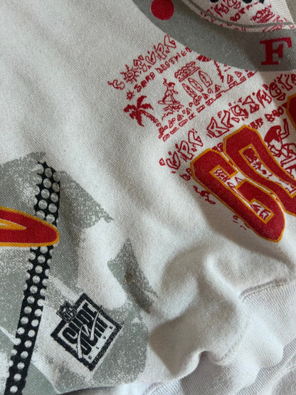 90s Vintage Kansas City Chiefs Surf Wrap Around White Crewneck Size L - L | Martin City Vintage