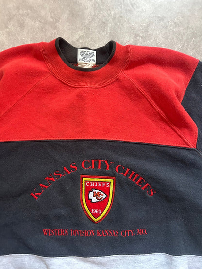 90s Vintage Kansas City Chiefs Striped Crewneck Size XL - XL | Martin City Vintage