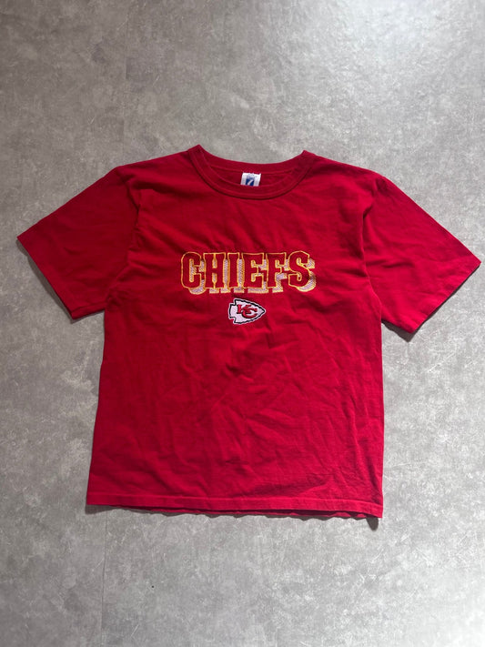 90s Vintage Kansas City Chiefs Embroidered Block Letters Red T Shirt Size M - M | Martin City Vintage