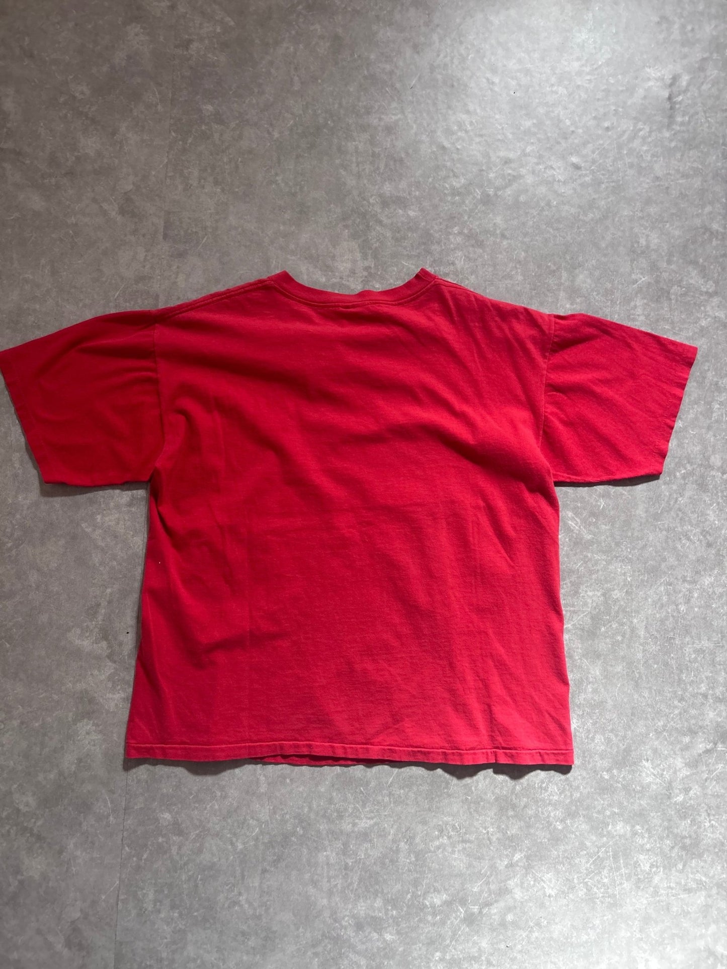 90s Vintage Kansas City Chiefs Joe Montana Caricature Red T Shirt Size XL - XL | Martin City Vintage