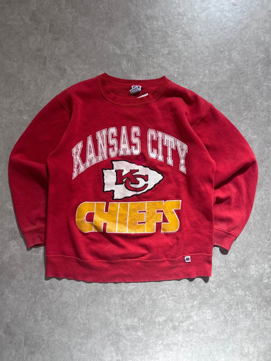 90s vintage Kansas City Chiefs Russell Repaired Red Crewneck Size XL - XL | Martin City Vintage