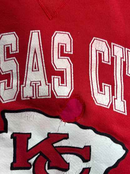 90s vintage Kansas City Chiefs Russell Repaired Red Crewneck Size XL - XL | Martin City Vintage