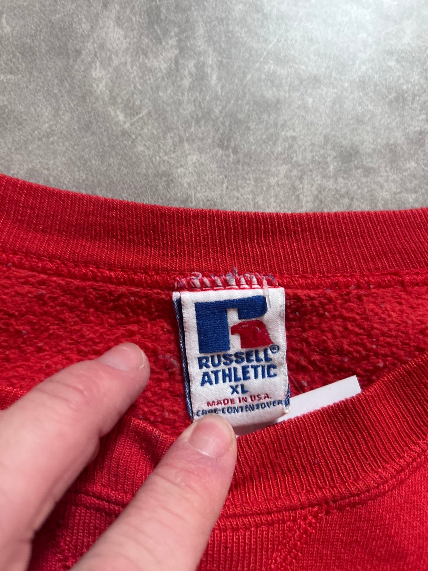 90s vintage Kansas City Chiefs Russell Repaired Red Crewneck Size XL - XL | Martin City Vintage