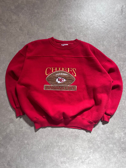 90s Vintage Kansas City Chiefs Embroidered Football Red Crewneck Size XL - XL | Martin City Vintage