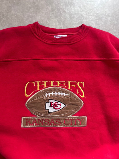 90s Vintage Kansas City Chiefs Embroidered Football Red Crewneck Size XL - XL | Martin City Vintage