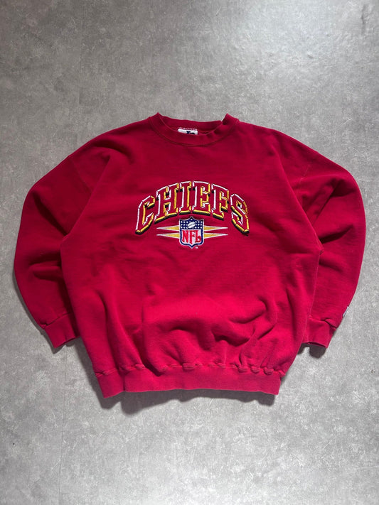 90s Vintage Kansas City chiefs Diamond Cut Embroidered Red Crewneck Size L - L | Martin City Vintage