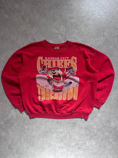 90s Vintage Kansas City Chiefs Looney Tunes Taz Red Crewneck Size L - L | Martin City Vintage