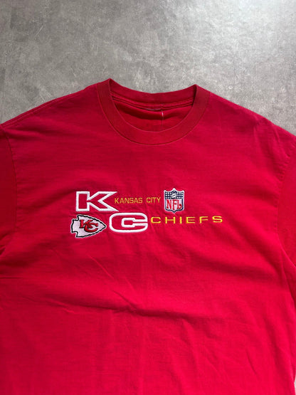 90s Vintage Kansas City Chiefs Red Embroidered T Shirt Size L - L | Martin City Vintage