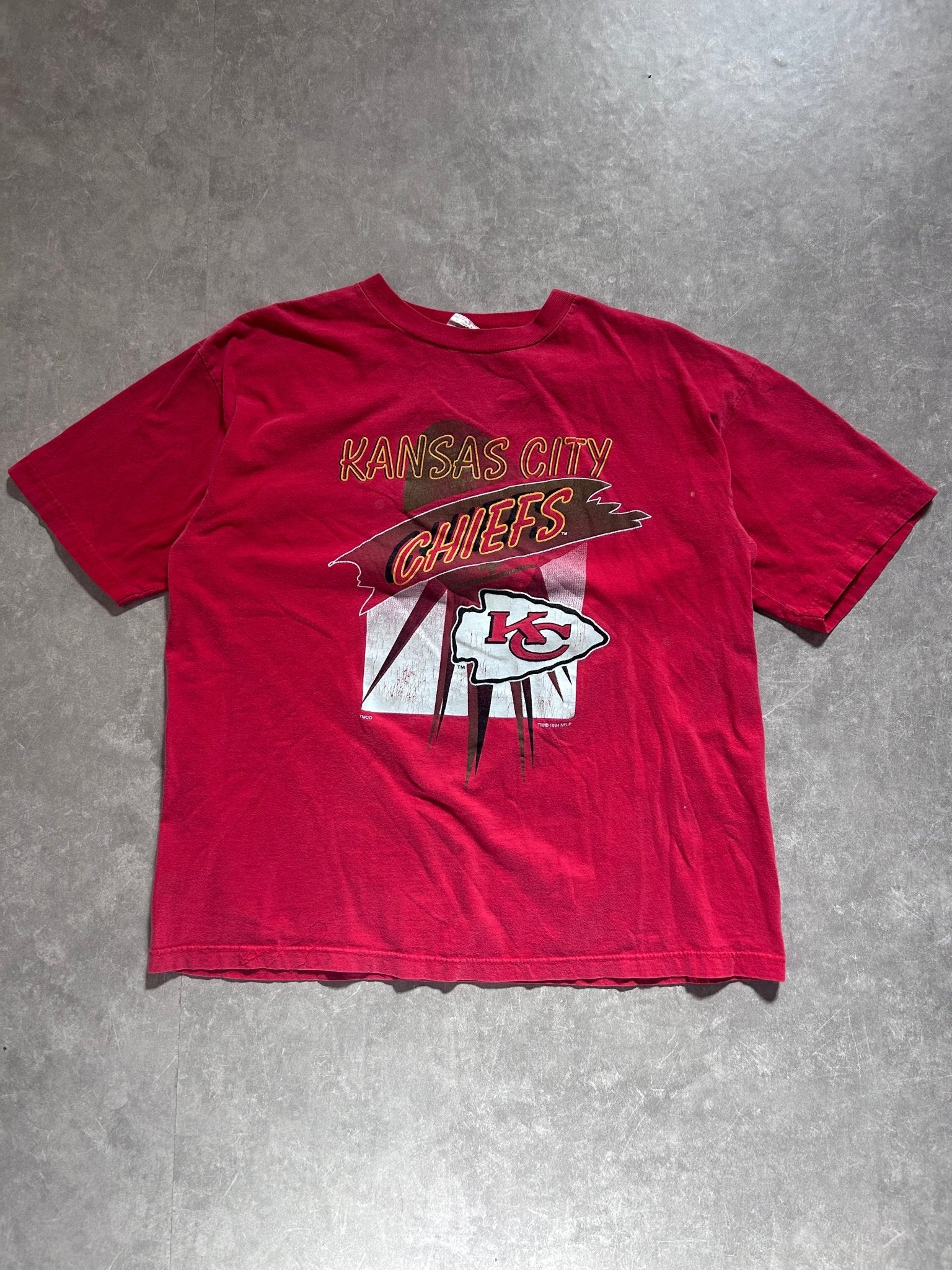 90s Vintage Kansas City Chiefs Red T Shirt Size XL - XL | Martin City Vintage