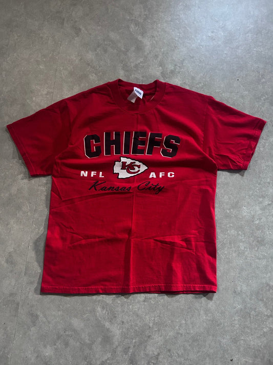 90s Vintage Kansas City Chiefs Black Block Letters Red T Shirt Size L - L | Martin City Vintage