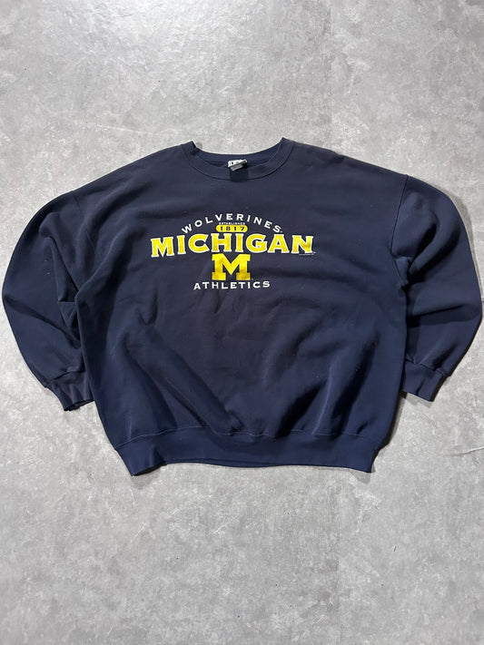 90s Vintage Michigan Wolverines Navy Crewneck Size XXL - XXL | Martin City Vintage