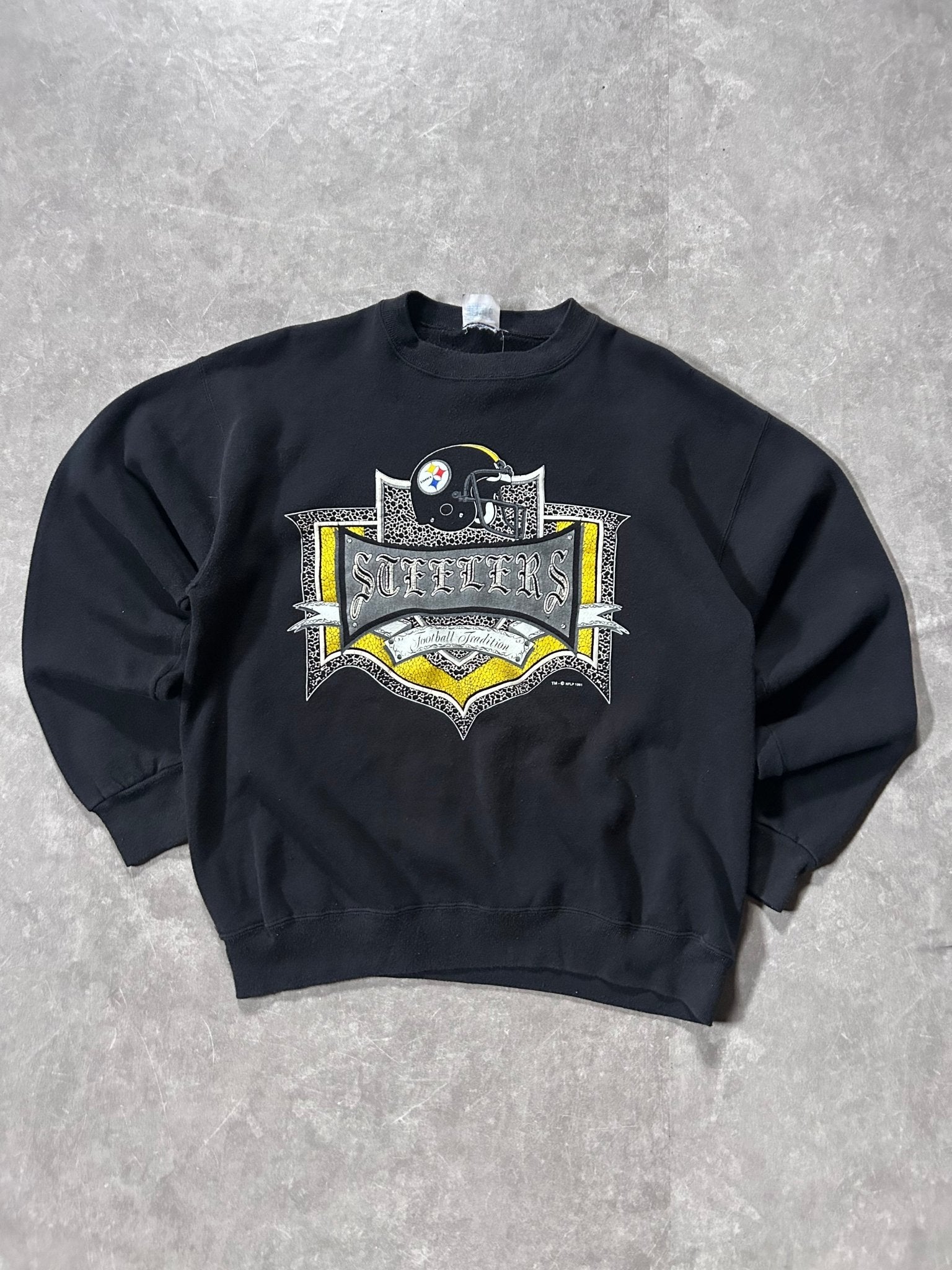 90s Vintage Pittsburgh Steelers Black Crewneck Size XL - XL | Martin City Vintage