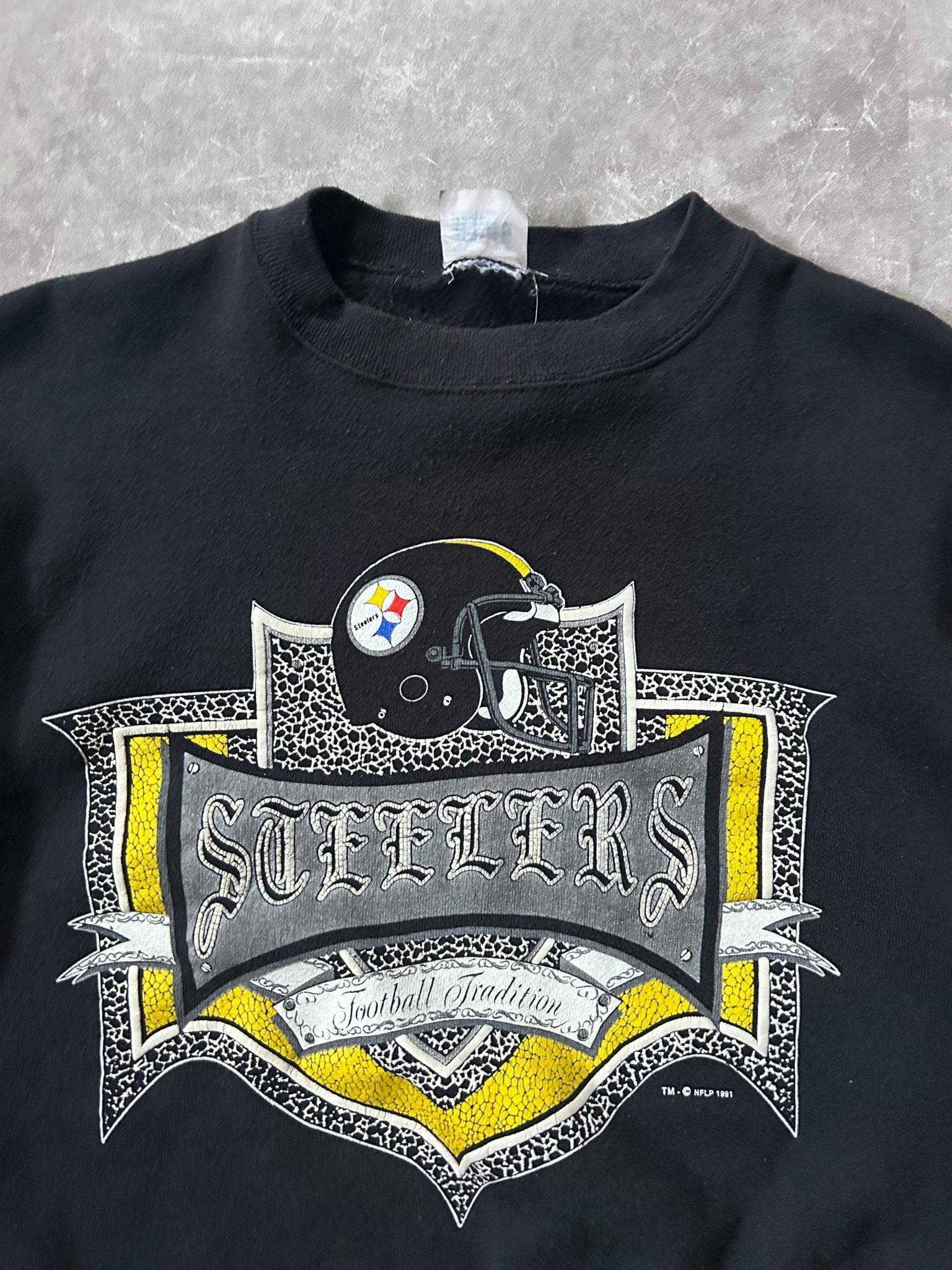 90s Vintage Pittsburgh Steelers Black Crewneck Size XL - XL | Martin City Vintage