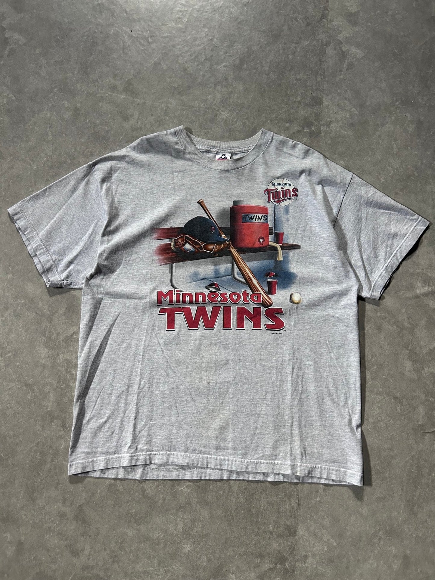 90s Vintage Minnesota Twins Heather Gray Dugout T Shirt Size XXL - XXL | Martin City Vintage