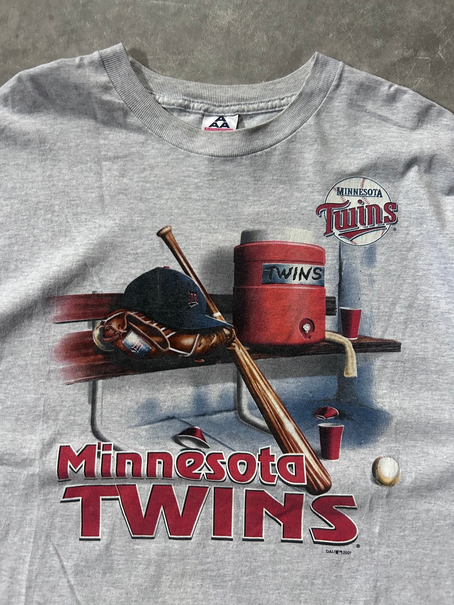 90s Vintage Minnesota Twins Heather Gray Dugout T Shirt Size XXL - XXL | Martin City Vintage