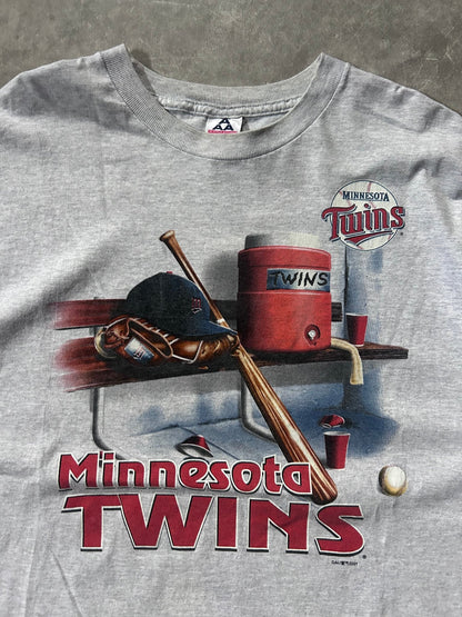 90s Vintage Minnesota Twins Heather Gray Dugout T Shirt Size XXL - XXL | Martin City Vintage