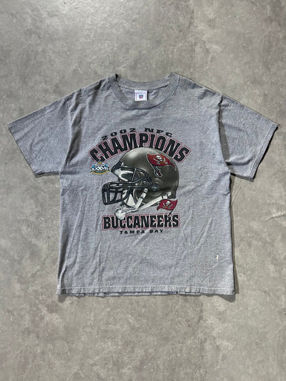 2002 Vintage Tampa Bay Buccaneers NFC Champs Grey Helmet T Shirt Size L - L | Martin City Vintage
