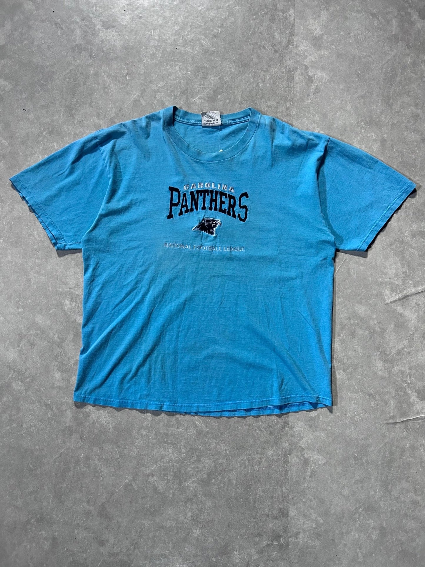 90s Vintage Caroline Panthers Baby Blue Embroidered T Shirt Size XXL - XXL | Martin City Vintage