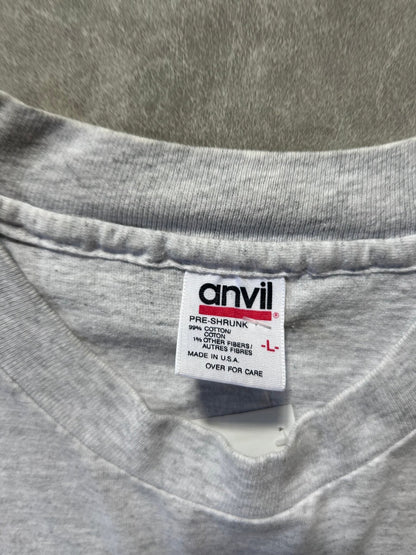 90s Vintage Mizzou Tigers Embroidered Heather Gray T Shirt Size L - L | Martin City Vintage