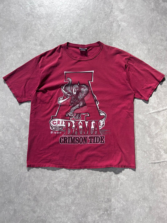 90s Vintage Alabama Crimson Tide Distressed Maroon T Shirt Size XXL - XXL | Martin City Vintage