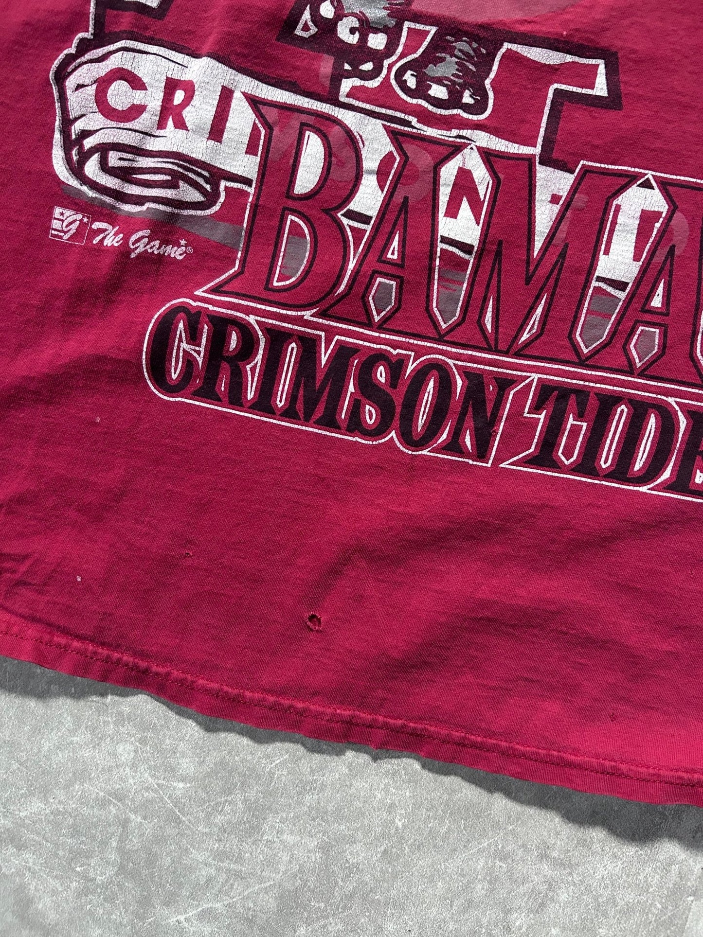 90s Vintage Alabama Crimson Tide Distressed Maroon T Shirt Size XXL - XXL | Martin City Vintage