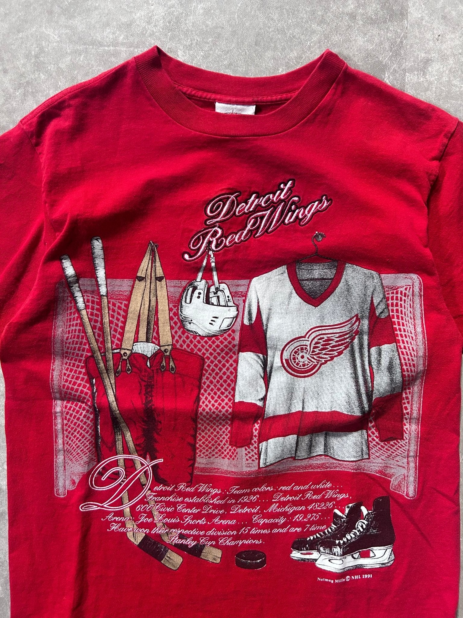 90s Vintage Detroit Red Wings Locker Room Red T Shirt Size L - L | Martin City Vintage