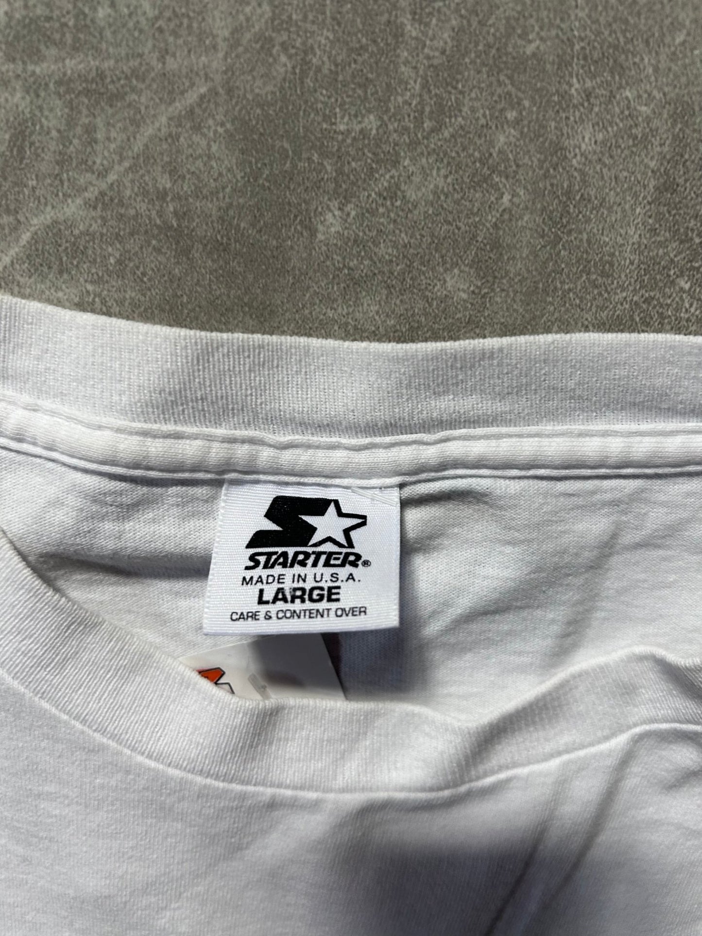 90s Vintage Kansas City Chiefs Scribble Starter White T Shirt Size L - L | Martin City Vintage