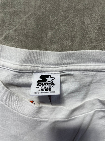 90s Vintage Kansas City Chiefs Scribble Starter White T Shirt Size L - L | Martin City Vintage