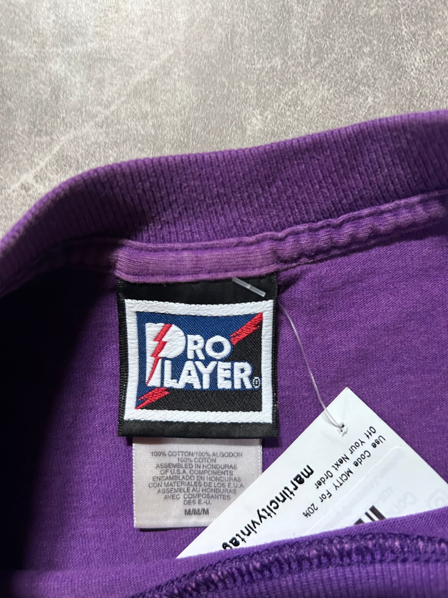 90s Vintage Minnesota Vikings Pro Player Purple T Shirt Size M - M | Martin City Vintage