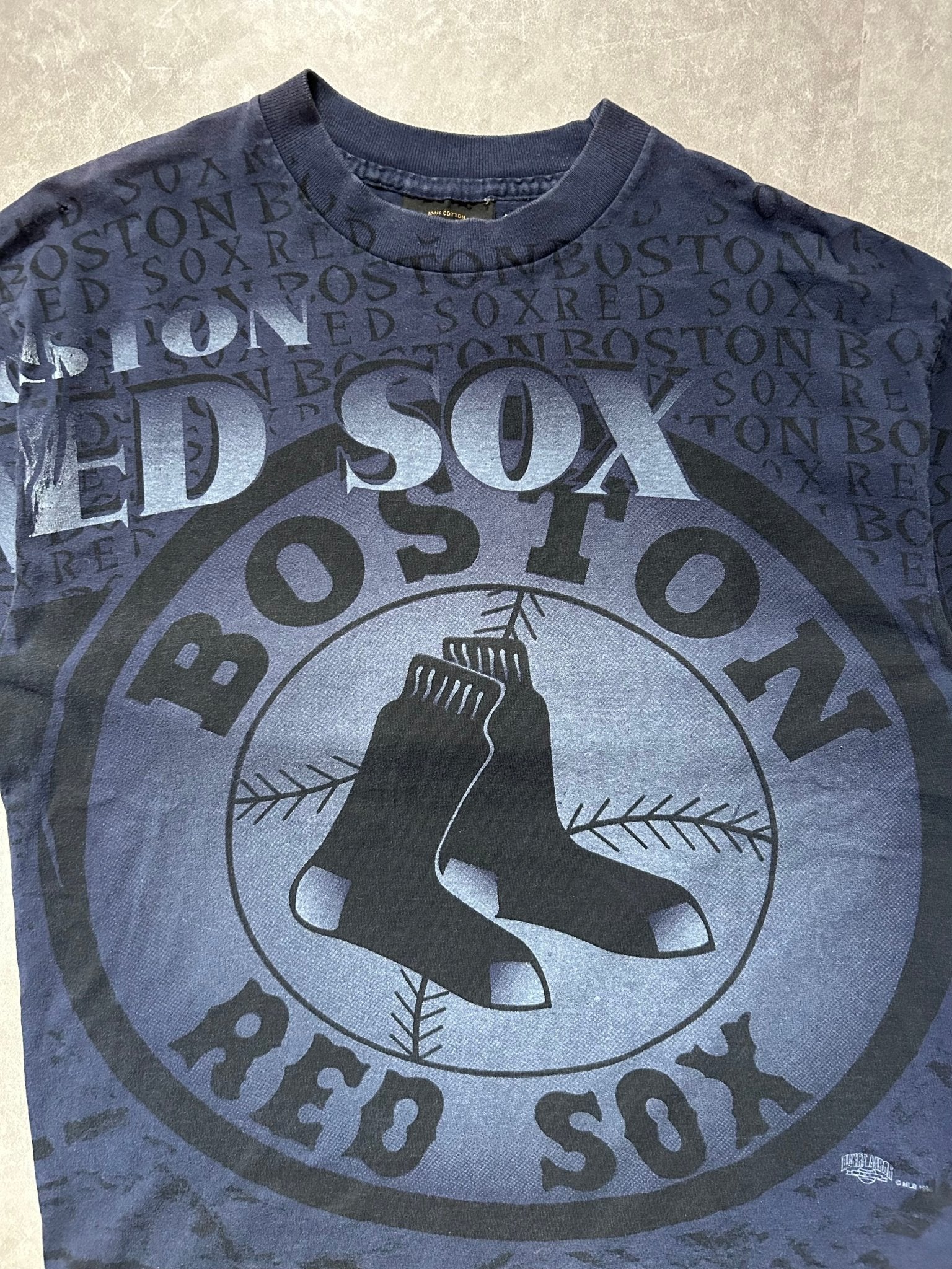 90s Vintage Boston Red Sox Navy AOP T Shirt Size L - L | Martin City Vintage