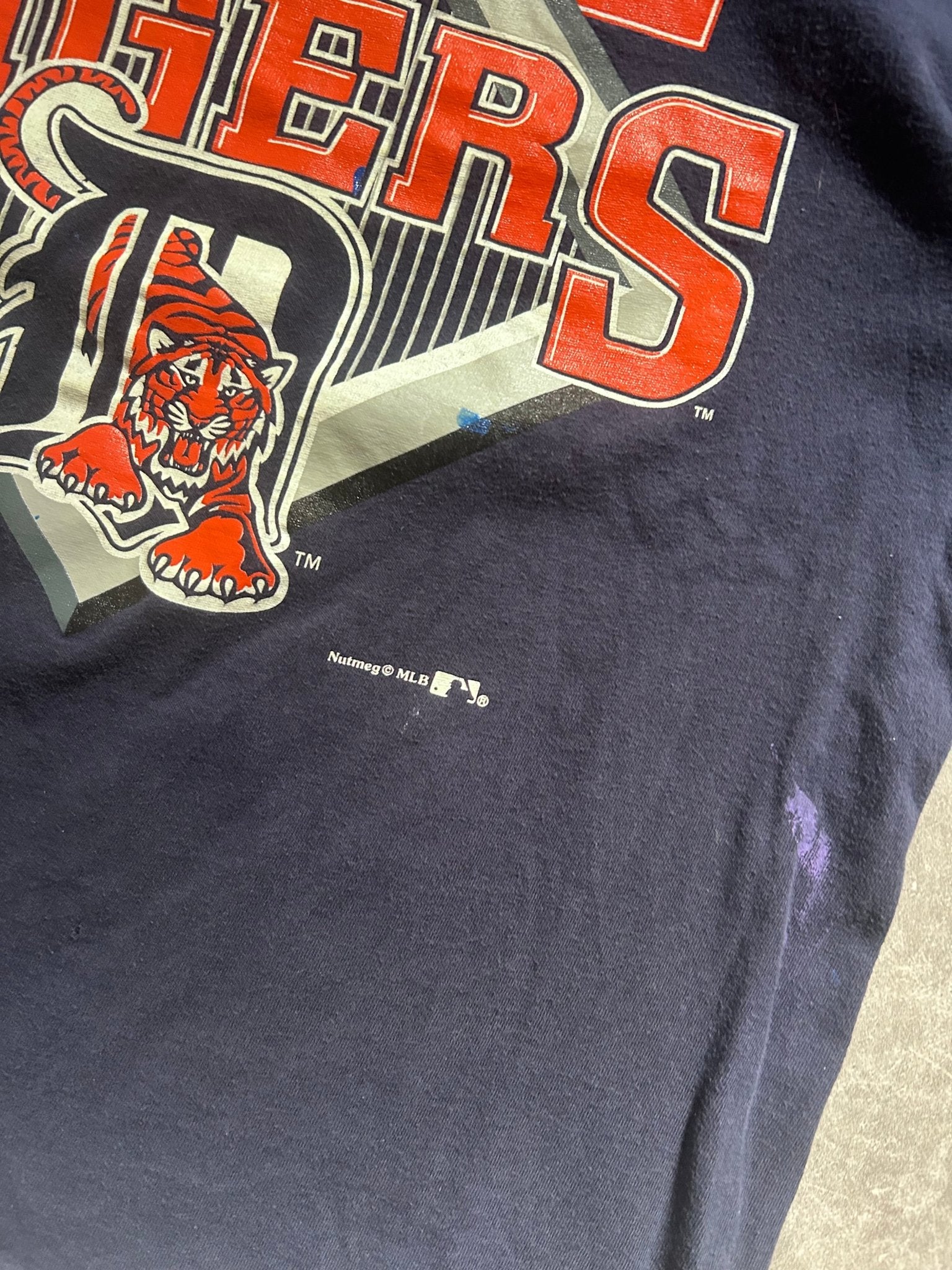90s Vintage Detroit Tigers Navy T Shirt Size M - M | Martin City Vintage