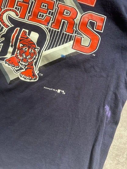 90s Vintage Detroit Tigers Navy T Shirt Size M - M | Martin City Vintage