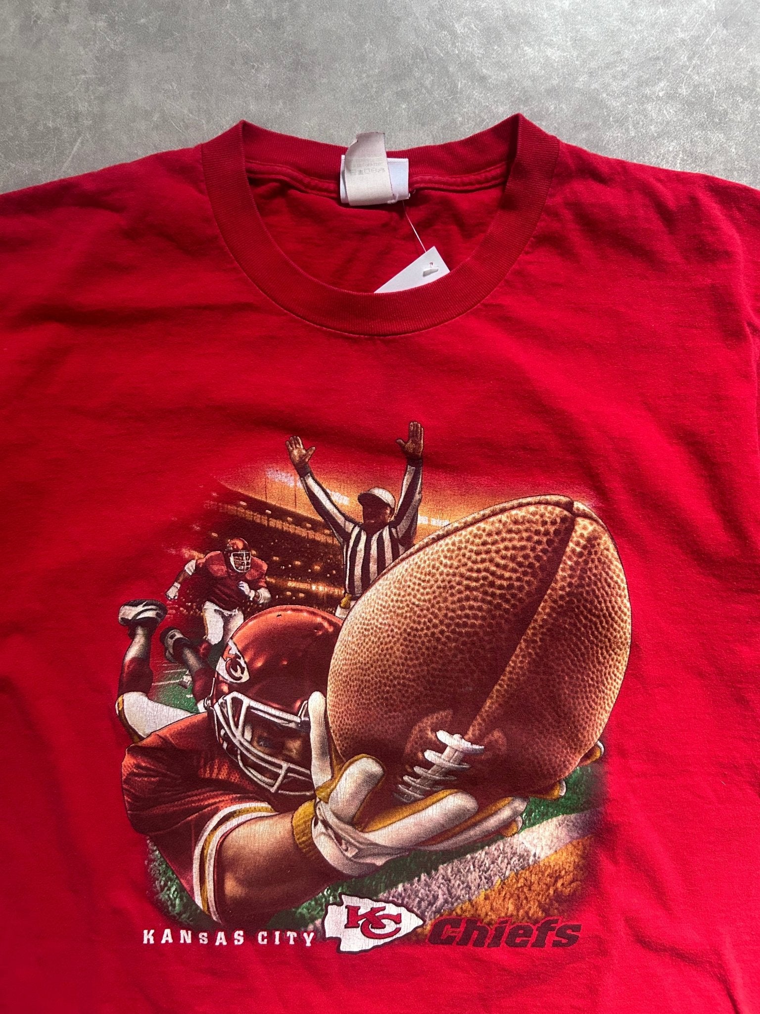 2000s Vintage Kansas City Chiefs Touchdown Red T Shirt Size L - L | Martin City Vintage