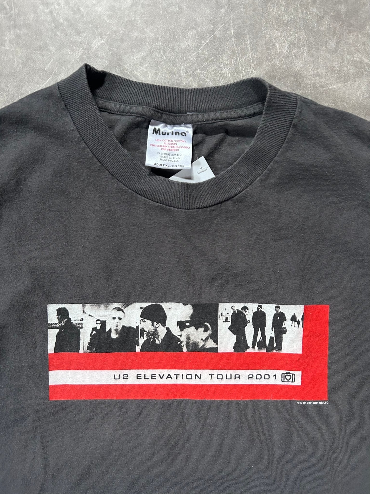 2001 Vintage U2 Elevation Tour Grey Band T Shirt Size XL - XL | Martin City Vintage
