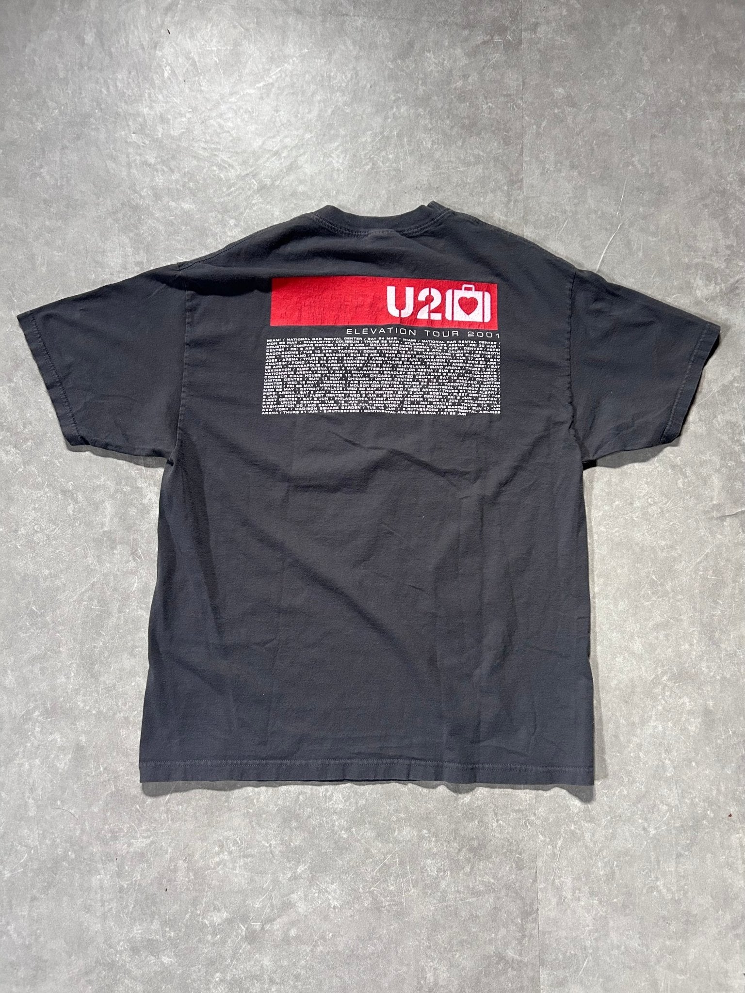 2001 Vintage U2 Elevation Tour Grey Band T Shirt Size XL - XL | Martin City Vintage