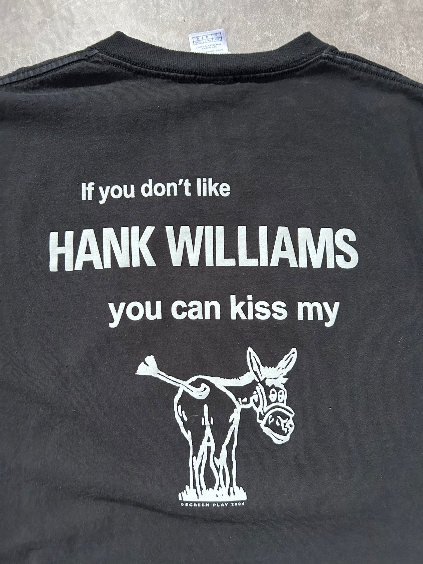 2004 Vintage Hank Williams Jr. Kiss My *** Black Country T Shirt Size L - L | Martin City Vintage