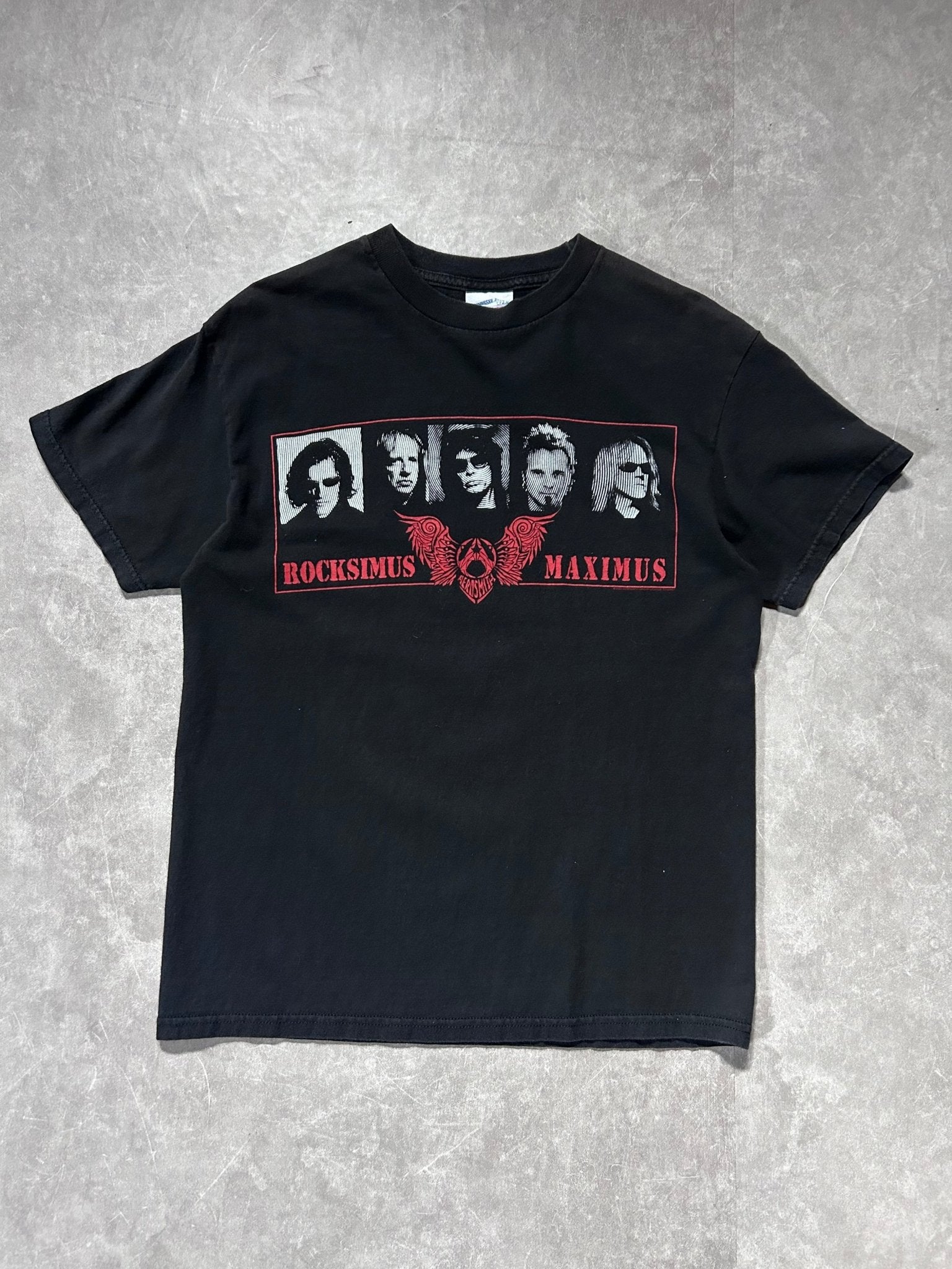 2000s Vintage Aerosmith Rocksimus Maximus Black Band T Shirt Size M - M | Martin City Vintage