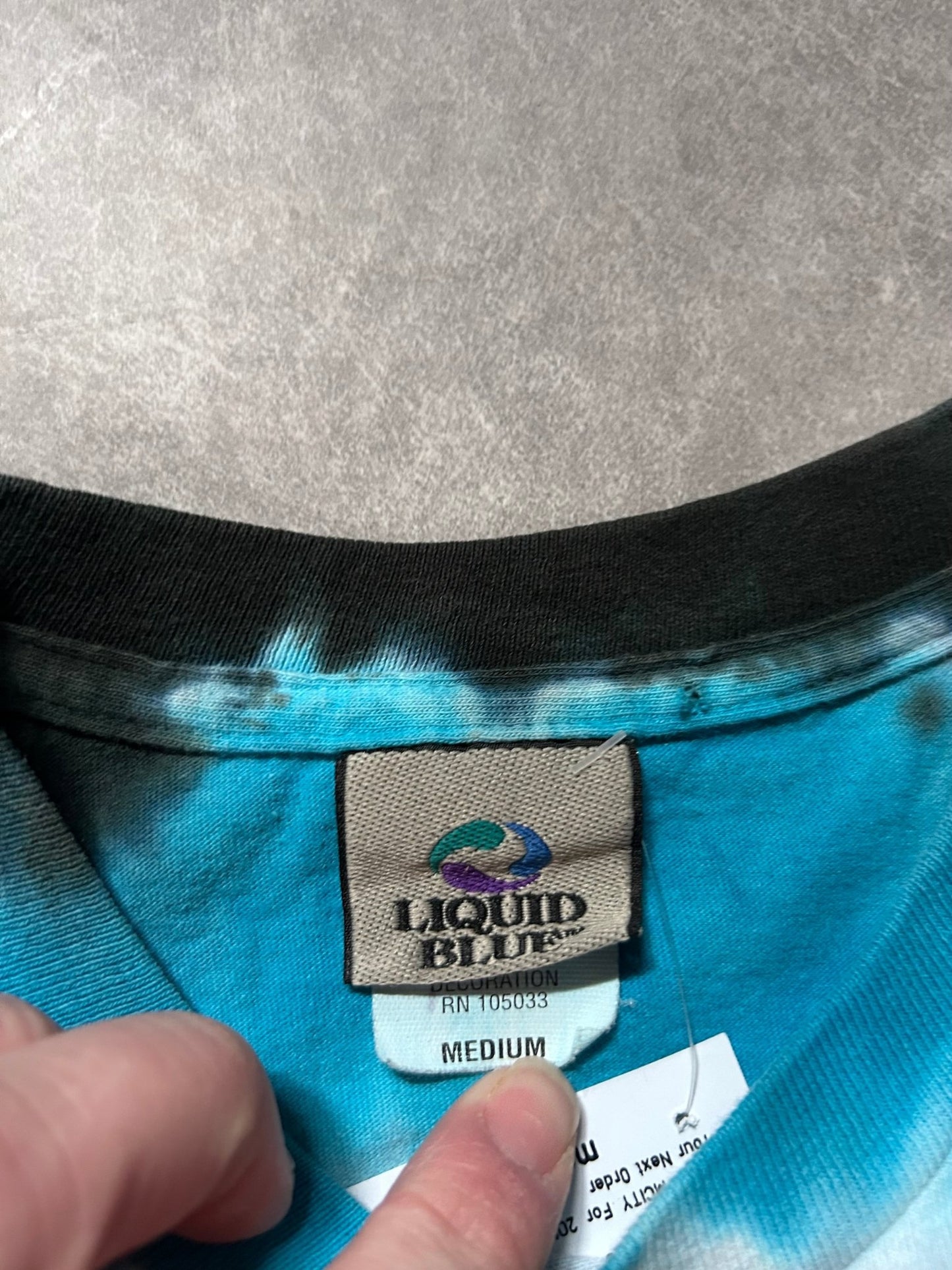 90s Vintage Led Zeppelin Liquid Blue Blue Tie Dye T Shirt Size M - M | Martin City Vintage