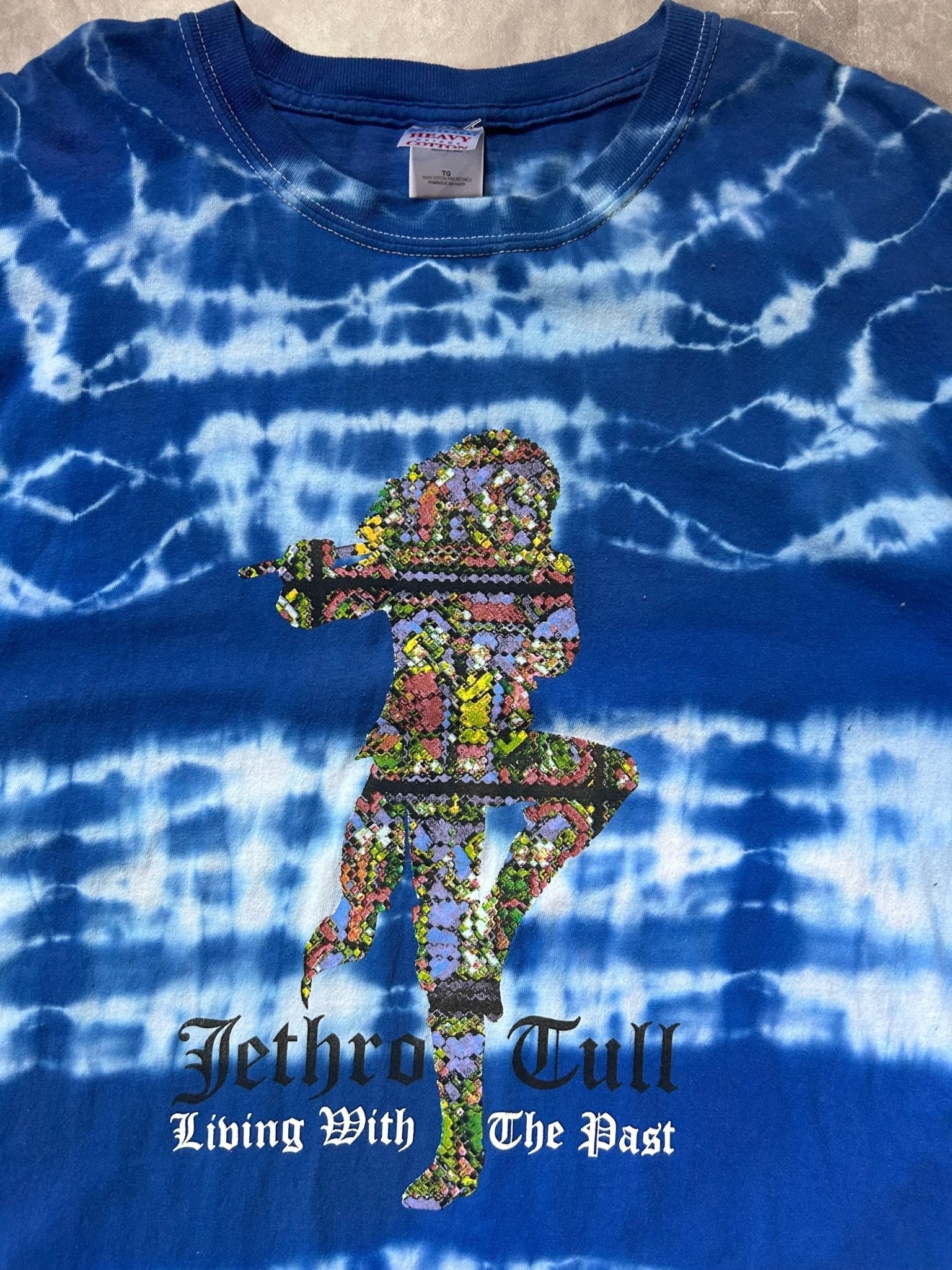 2002 Vintage Jethro Tull Living With the Past Tour Blue Tye Dye T Shirt Size XL - XL | Martin City Vintage