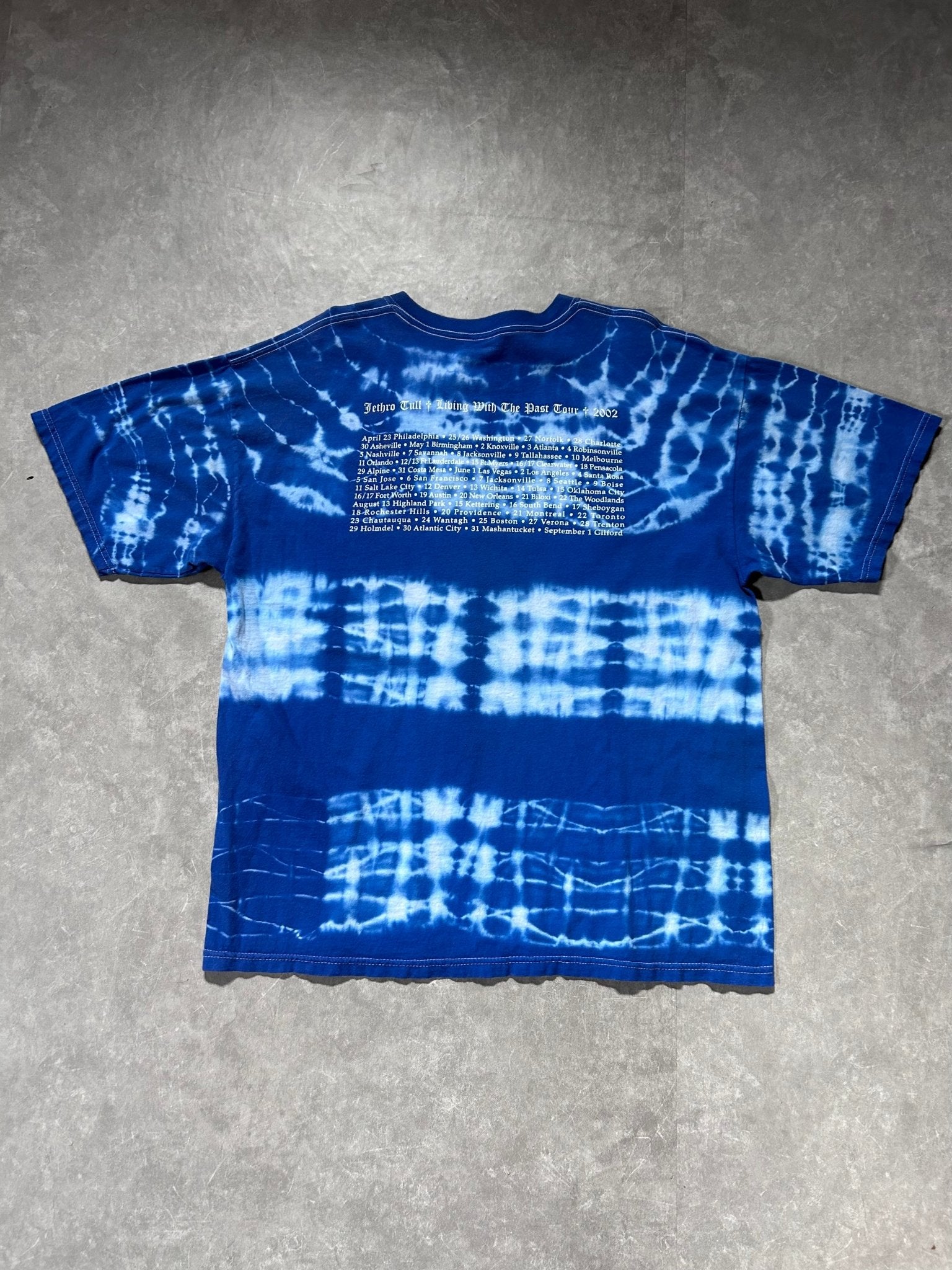 2002 Vintage Jethro Tull Living With the Past Tour Blue Tye Dye T Shirt Size XL - XL | Martin City Vintage