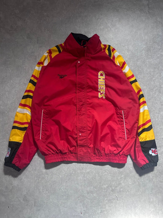 90s Vintage Kansas City Chiefs Reebok Zip Up Red Windbreaker Size XL - XL | Martin City Vintage